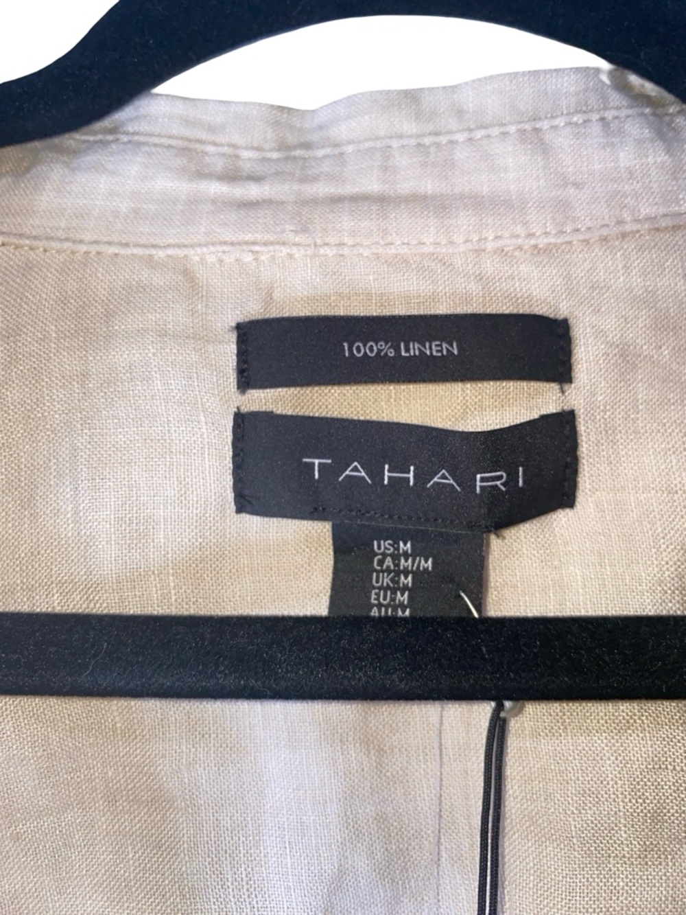 Tahari 100% Linen Button Down Shirt Cream Beige Neutral Size M — NWT - Picture 4 of 7